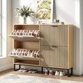Shoe Cabinet with 4 Flip Drawers, Narrow Wood Shoe Cabinet Storage by Provideyouwithbestproduct%EF%BC%81