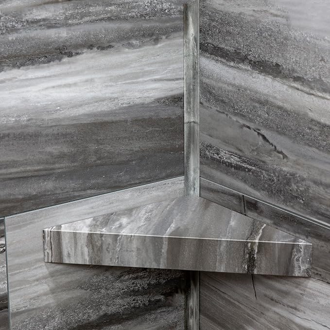 Palisade Vinyl Waterproof Corner Shower Shelf in Hermitage Granite/Urban Cliff - Image 5