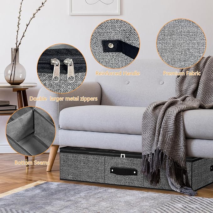 homyfort 32 Pairs Shoe Organizer Under Bed, Underbed Shoe Storage Boxes Bins - Image 5