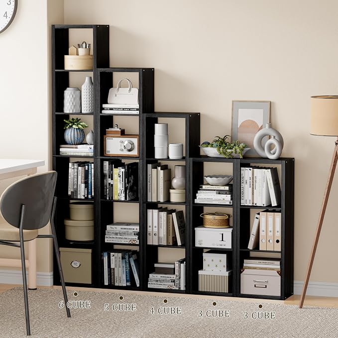Tall Cube Storage Organizer Bookcase, 6 Tier 11 inch Open Back Cubical Shelf - Image 4