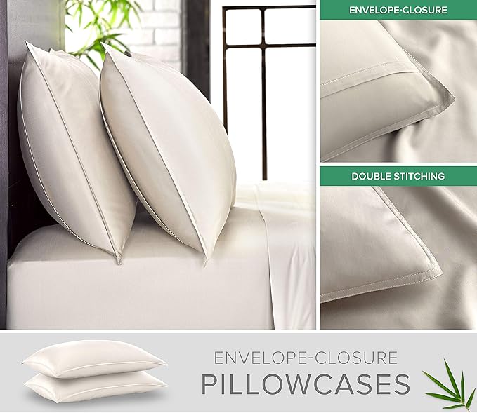 King Pillowcases by Pure Bamboo, Genuine 100% Organic Viscose Derived from - Image 2
