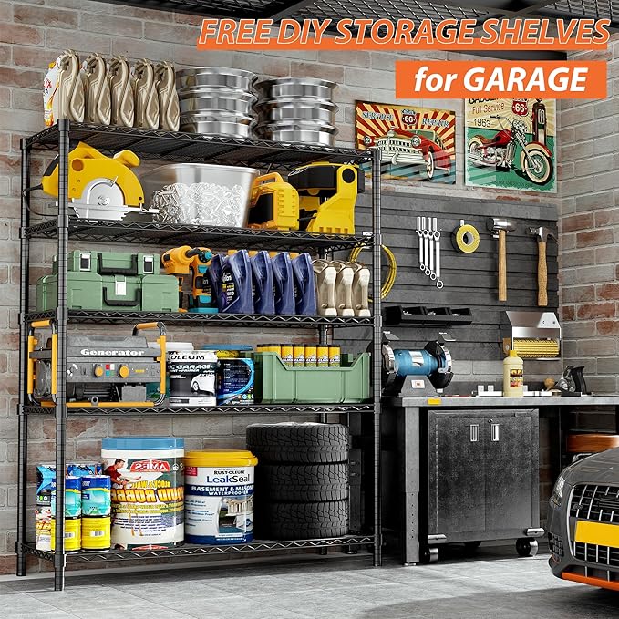 Storage Shelves Heavy Duty, 5-Tier Adjustable Metal Industrial Utility Shelf - Image 4