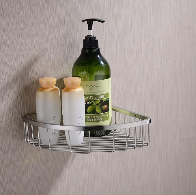 304 Stainless Steel Shower Caddy Corner Basket Shelf Bathroom Organizer Wall - Image 7