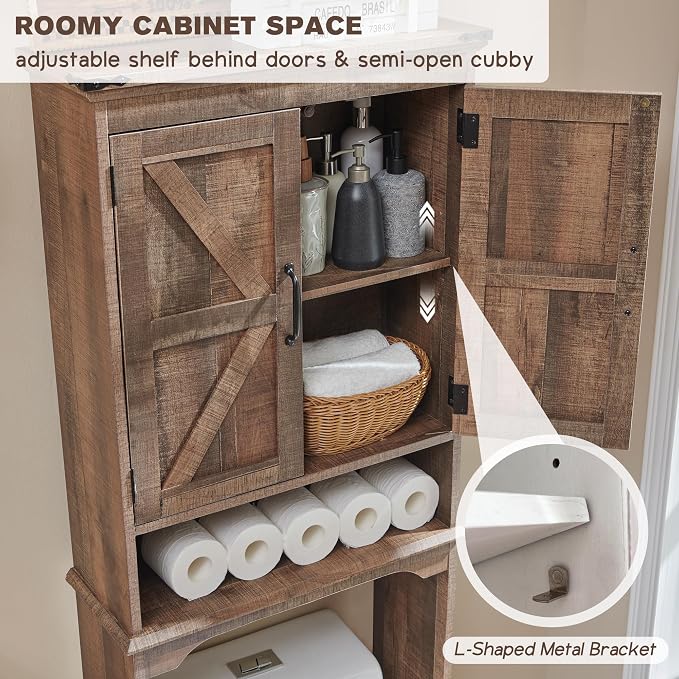 ACCOHOHO Over The Toilet Storage Cabinet, Farmhouse Bathroom Cabinet - Image 5