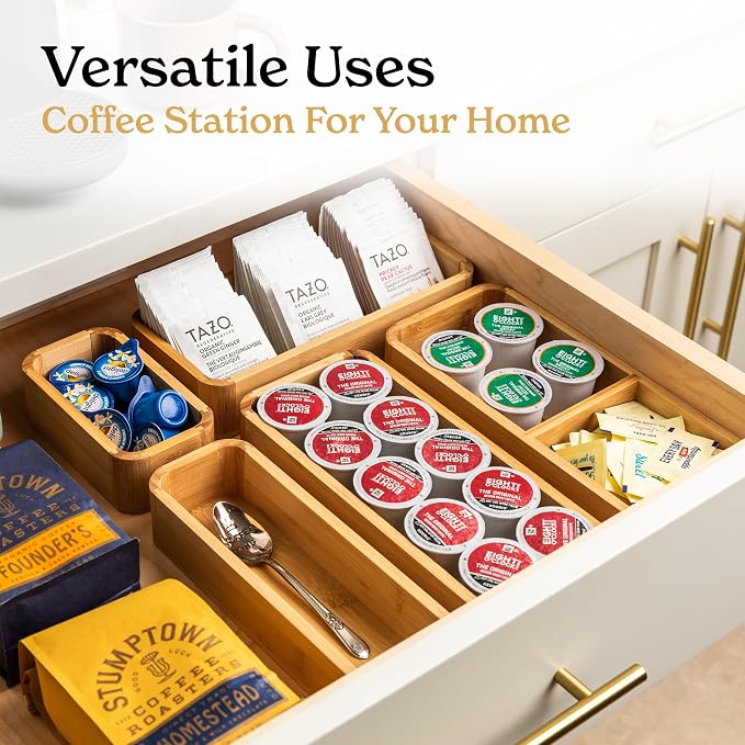 SMIRLY 5-Piece Bamboo Kitchen Drawer Organizer Set - Image 7