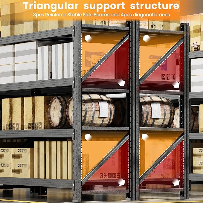 71”W Garage Shelving Units, 5000LBS Storage Shelves Heavy Duty, 4 Tier Large - Image 9