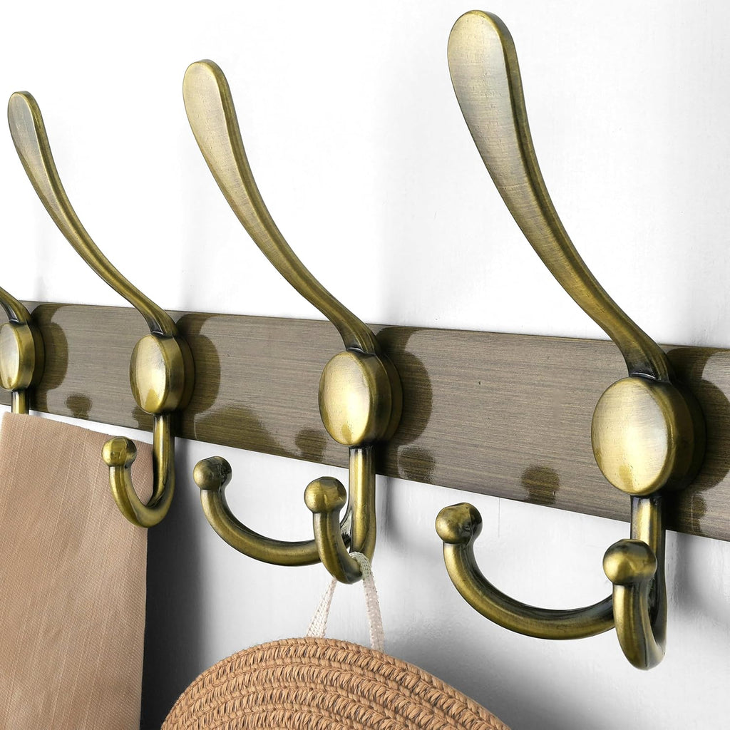 Wall Mounted Coat Rack - 5 Tri Hooks, Heavy Duty, Stainless Steel