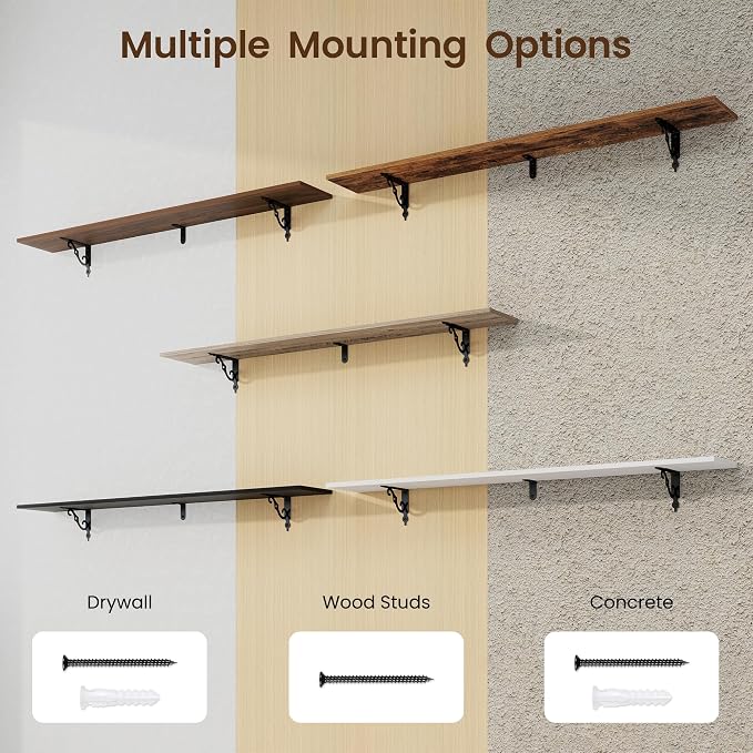 RICHFOCUS Floating Shelves for Wall Decor, 55.1W x 8D Shelves Set of 2 - Image 6