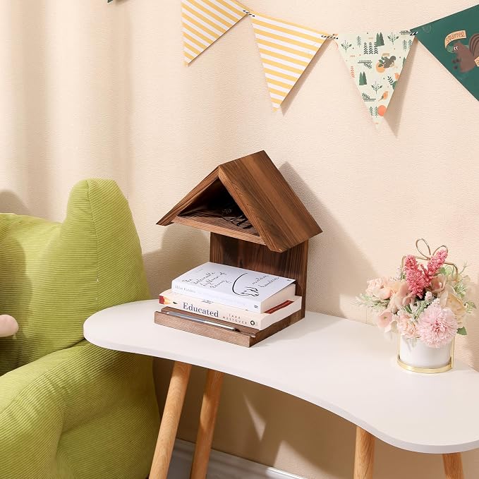 Floating Bedside Wood Bookshelf, Triangle Book Page Holder, Wooden Simple - Image 6