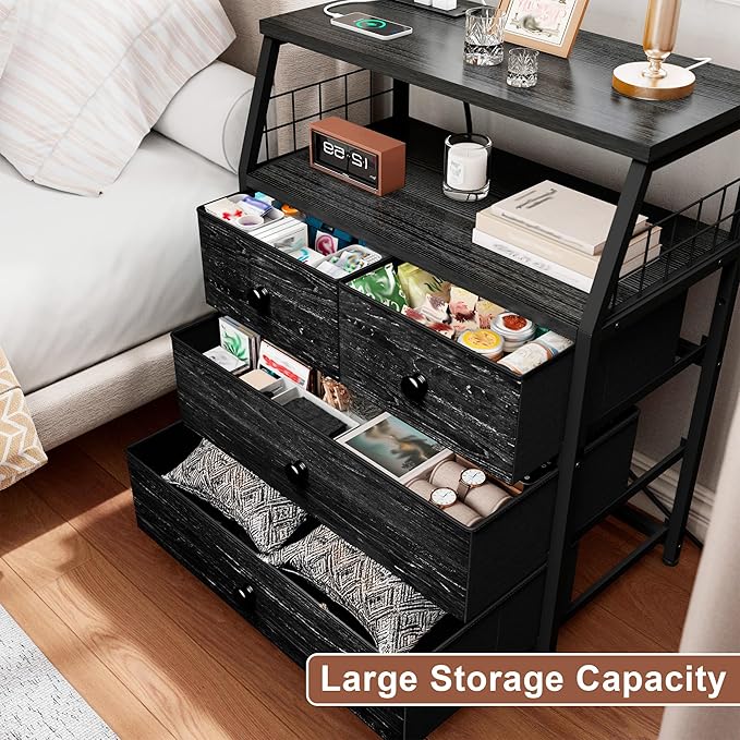 EnHomee 21.8" W Black Nightstand - Image 6