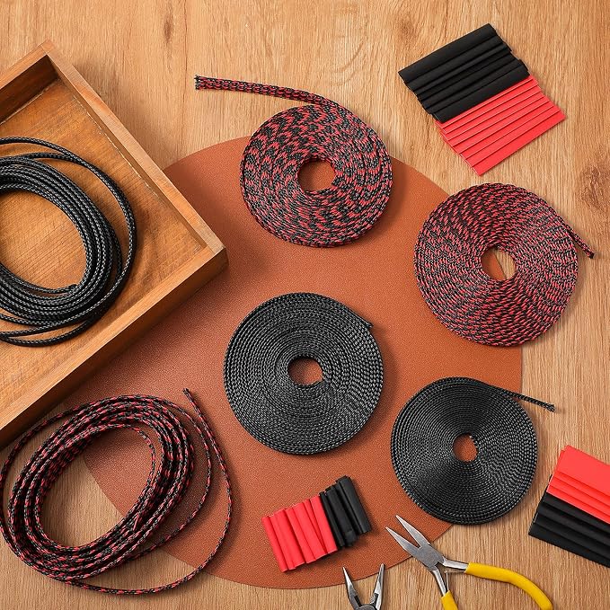 Xuniea 96ft Wire Loom Braided Cable Sleeve Covers Cord Management - Image 5