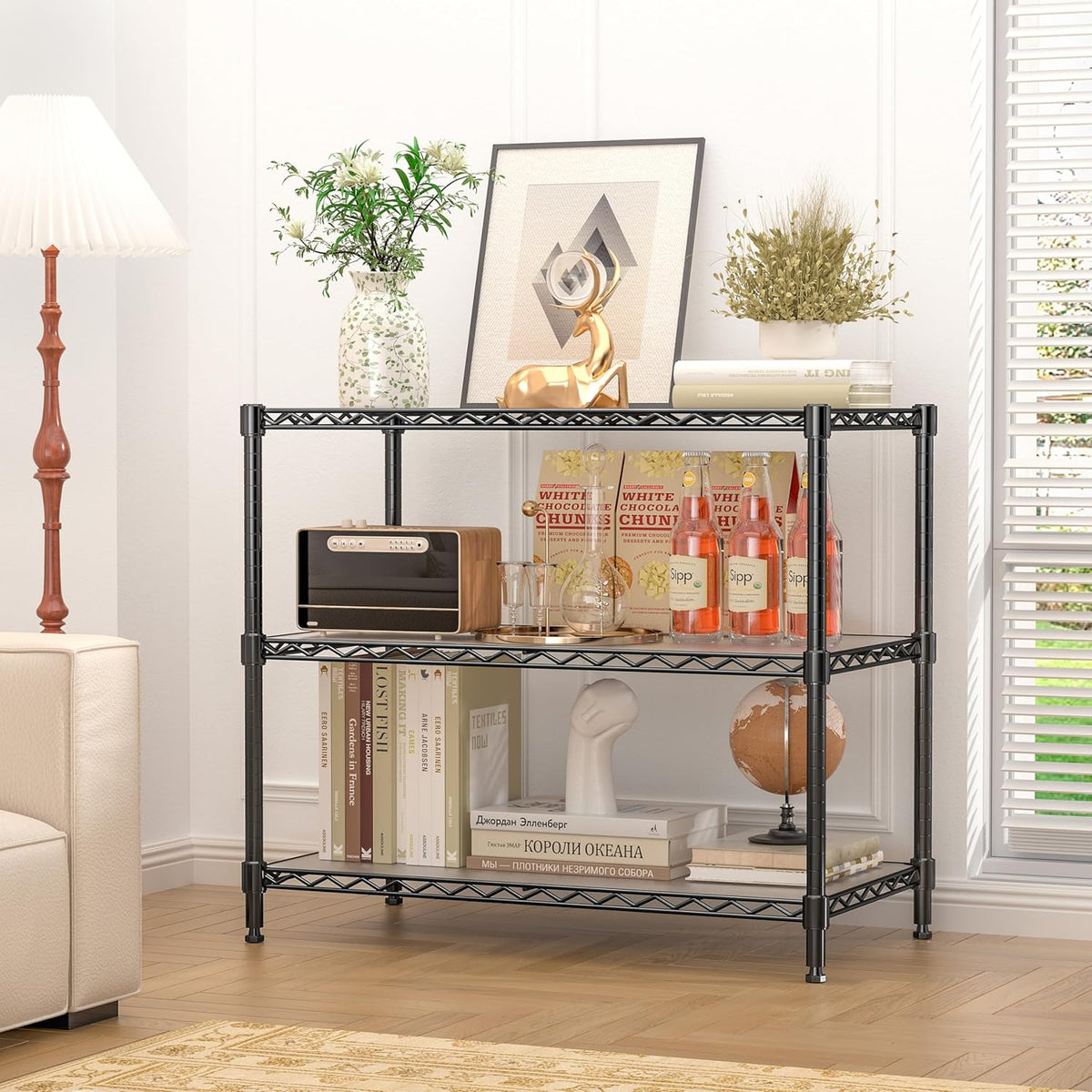 3-Tier Storage Shelves 450LBS Metal Shelving Unit, Adjustable Wire