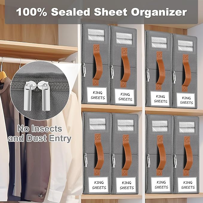 8pack Bed Sheet Organizer, Foldable Linen Closet Organizers and Storage - Image 4