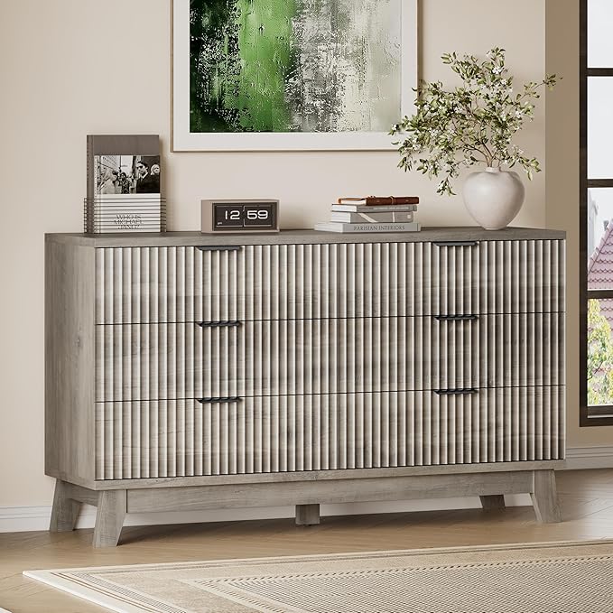 53" Long Dresser for Bedroom, 6-Drawer Dresser by BORNOON