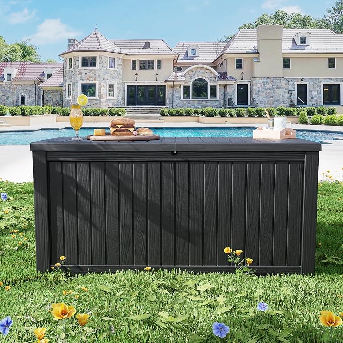 200 Gallon Resin Deck Box, Waterproof Outdoor Storage Box - Image 2
