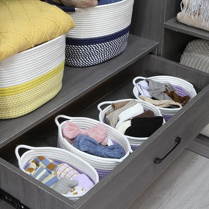 Sea Team 2-Pack Cotton Rope Baskets, Fabric Tray, Oval Open Dish - Image 3