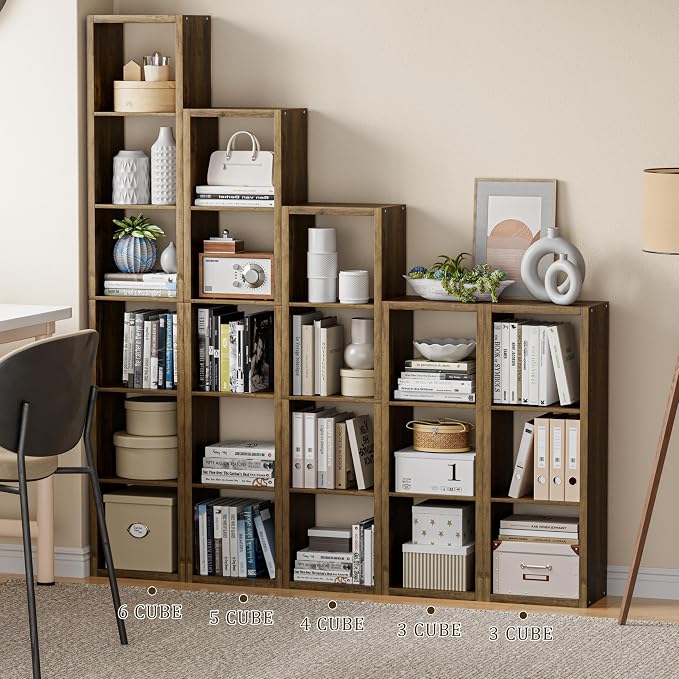 Cube Storage Organizer Bookcase, 3 Tier Decorative 11 inch Open Back Cubical - Image 4