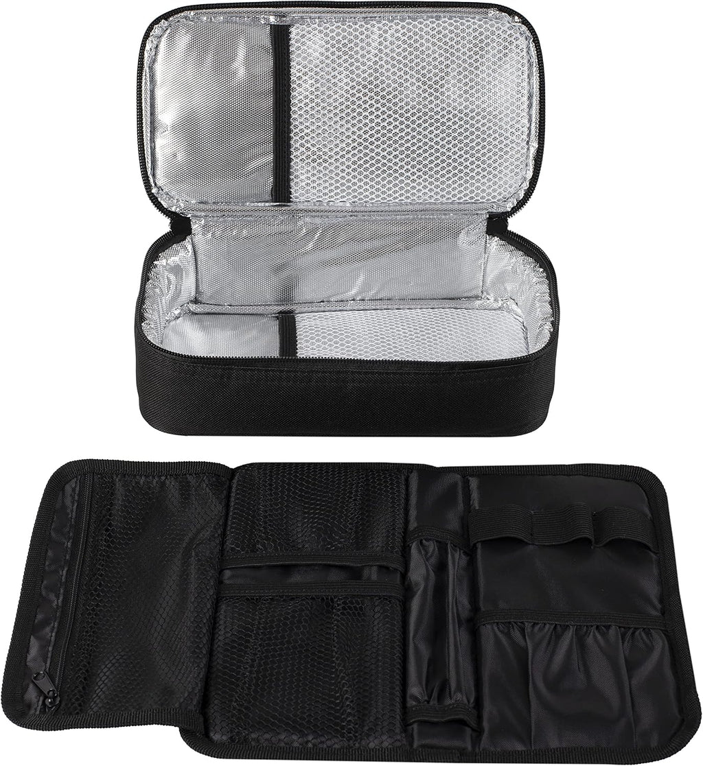 ALLCAMP Insulin Travel Cooler Case, Large Capacity, 4 Ice Packs, Black
