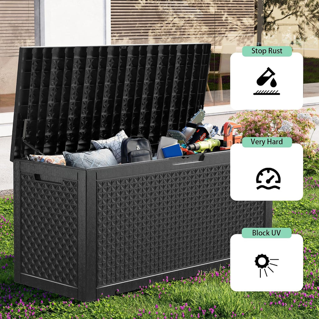 EasyUp 121 Gallon Outdoor Storage Box Waterproof, UV Resistant Resin