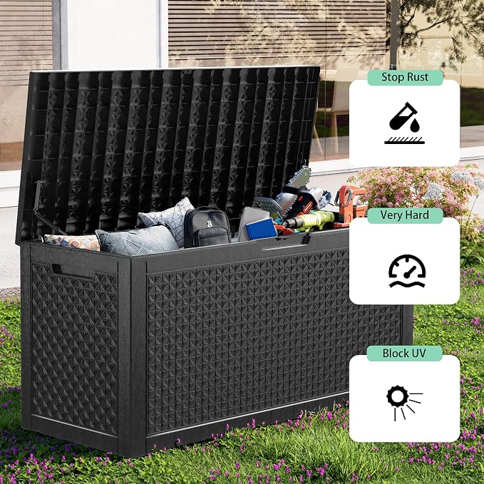EasyUp 121 Gallon Outdoor Storage Box Waterproof, UV Resistant Resin Deck Box - Image 5