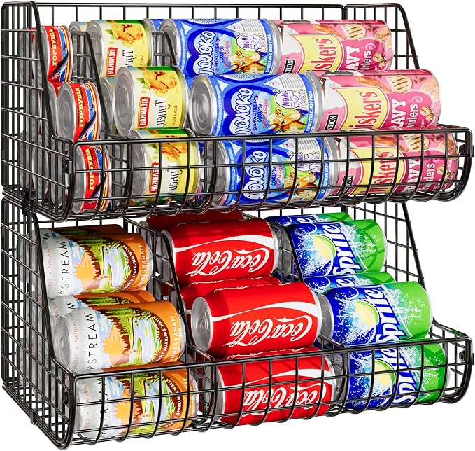 2-Tier Stackable Can Organizer for Pantry Shelves, 2 Pack Soda Can Organizer - Image 8