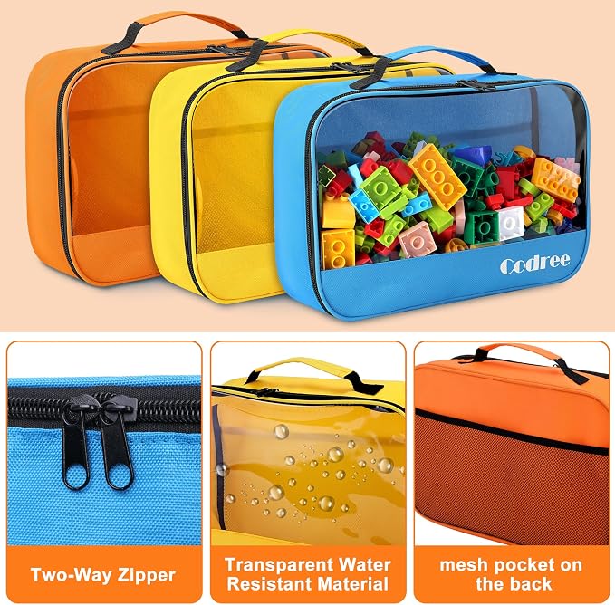 codree 6 Pack Large Oxford Cloth Toy Storage Bags, 13 x 8.5 x 3.9 Inch Visible - Image 3