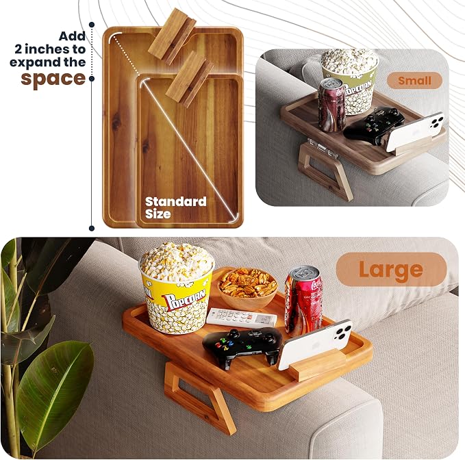 Tinamo 15.7" x 11" Large Couch Arm Table - Image 3