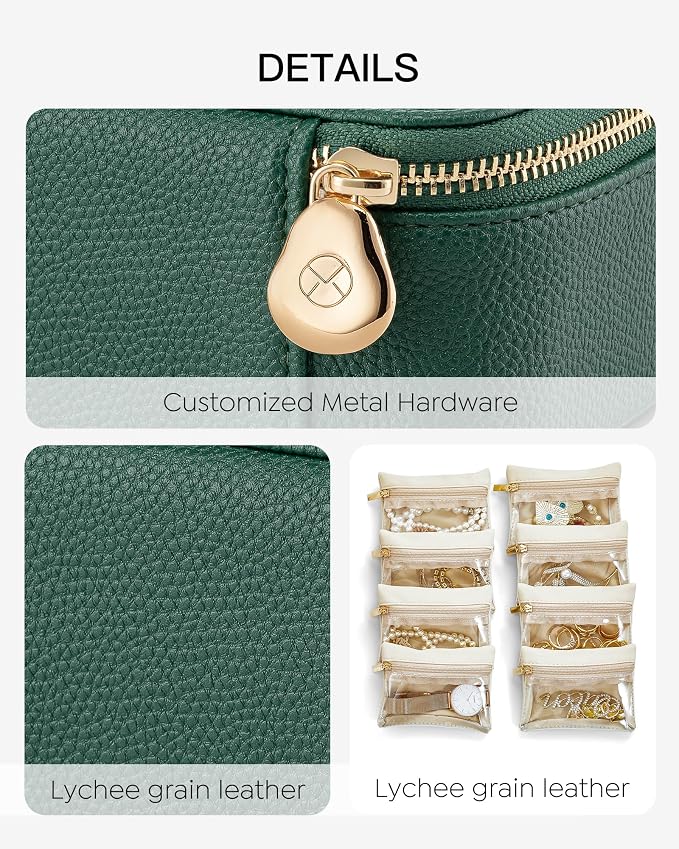 Vlando Jewelry Box with 8 Velvet Jewelry Bags Travel Jewelry Storage Box Petal - Image 3