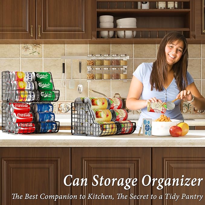 Stackable Soda Can Organizer Stores Up to 72 Cans, 4-Tier Kitchen Can Holders - Image 4