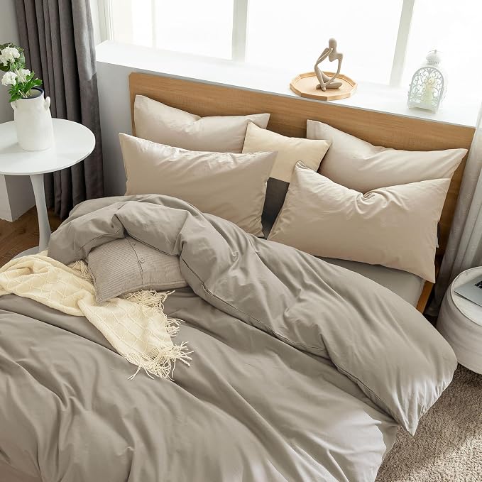 MooMee Bedding Pillowcases Pack of 4 100% Washed Cotton Linen Like Textured - Image 6