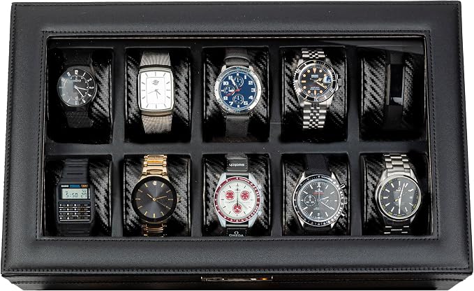 HOUNDSBAY Mariner Watch Box for Large Watches, PU Leather Watch Organizer by HOUNDSBAY