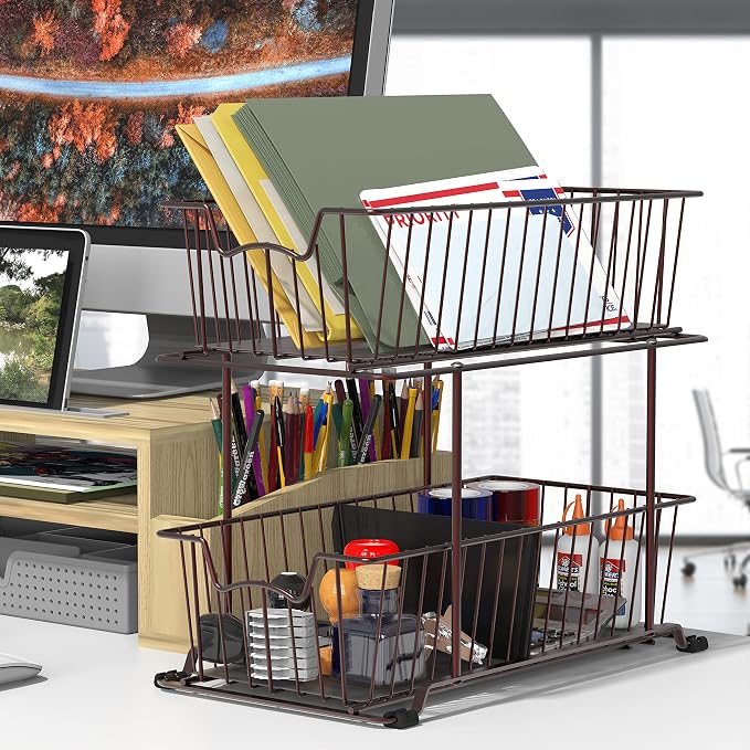 SimpleHouseware 2 Tier Cabinet Wire Basket Drawer Organizer - Image 5