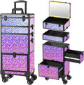 Rolling Makeup Case with Lighted Mirror, Makeup Train Case with Large Drawer by Unknown