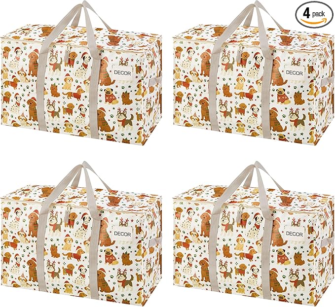 VENO 4 Pack Moving Bags and Large Christmas Storage Bins by Veno