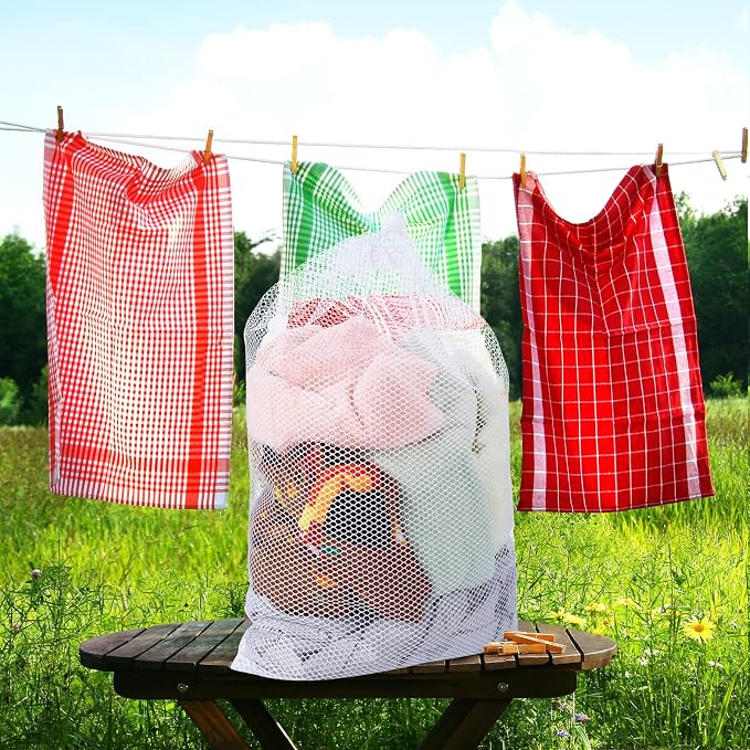TecUnite 10 Pcs Mesh Bags Drawstring Laundry Bags Large Nylon Mesh Gift - Image 2