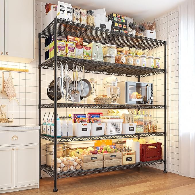 REIBII 45.8''W Steel Wire Shelving Unit, 5 Tier Adjustable Metal Storage Shelves - Image 4