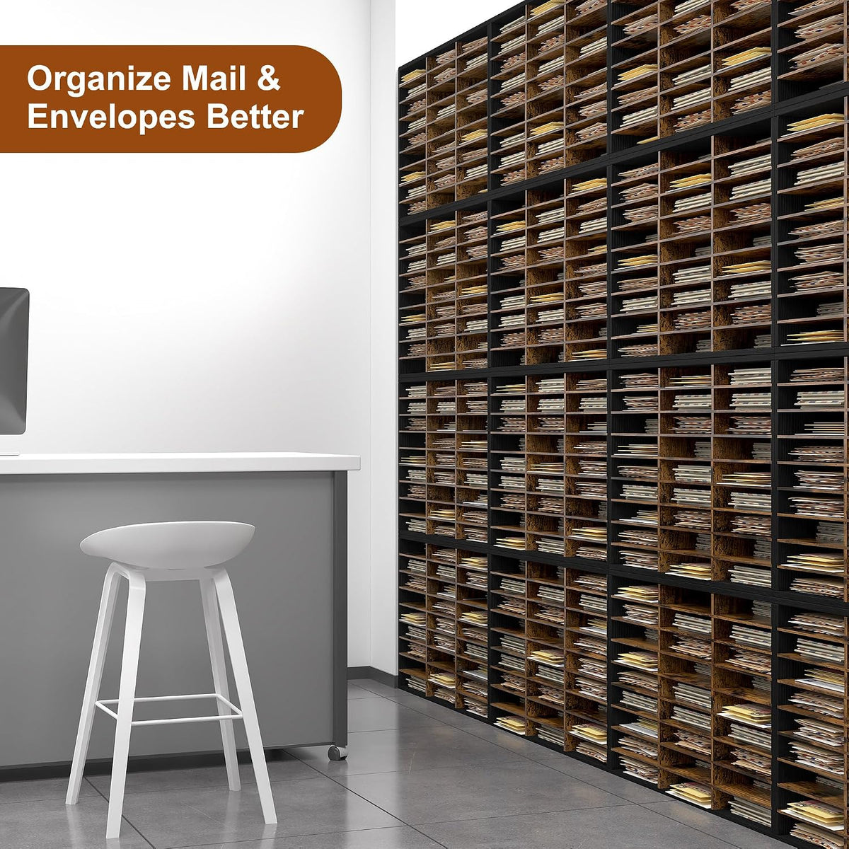 Classroom Mailbox 27 Slots with Removable Shelves, Black/Rustic