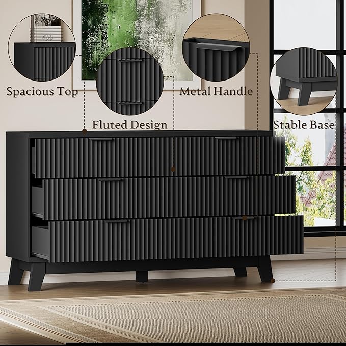 53" Long Dresser for Bedroom, 6-Drawer Dresser - Image 5
