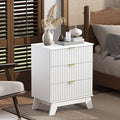 White Night Stand with 3 Drawers, Bedside Table & End Table, Farmhouse Night by WODEER