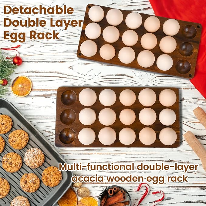 Wooden Double Layer Egg Holder - Image 3