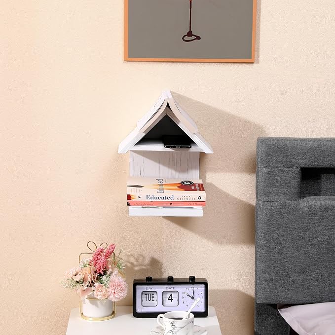 Wooden Floating Bedside Bookshelf, Desktop Book Stand, Mini Library Shelf - Image 4