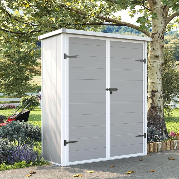 UDPATIO 38 Cu.ft Vertical Storage Shed, 4.3 ft x 5.6 ft Resin Outdoor Shed by UDPATIO