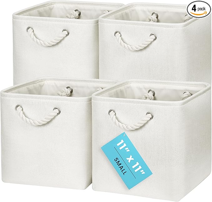 OrganiHaus 11x11 Cube Storage Bins 4 Pack, Foldable Cube Storage Organizer w/ by OrganiHaus