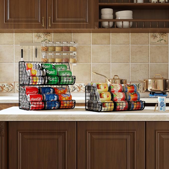 2-Tier Stackable Can Organizer for Pantry Shelves, 2 Pack Soda Can Organizer - Image 6