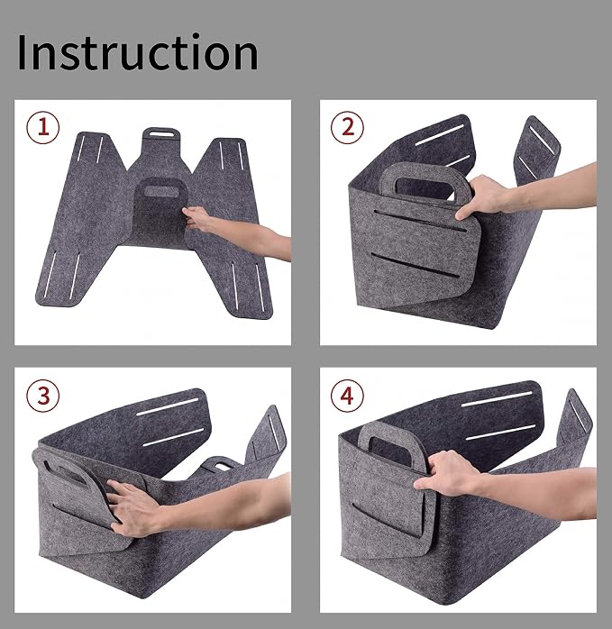Storage Basket Felt Storage Bin Collapsible& Convenient Box Organizer - Image 7