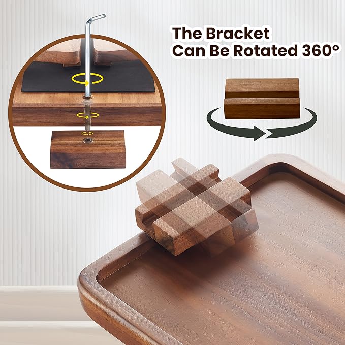 Tinamo Acacia Wood Sofa Armrest Tray - Image 3