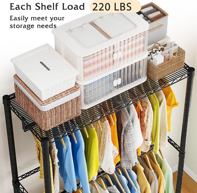 Raybee Clothing Rack with Wheels, Clothes Rack - Image 2