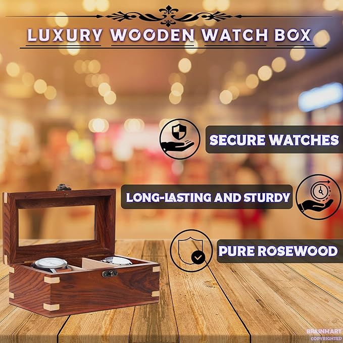 Wooden Watch Box for Men & Women, Watch Organizer & Display Case, Premium - Image 3