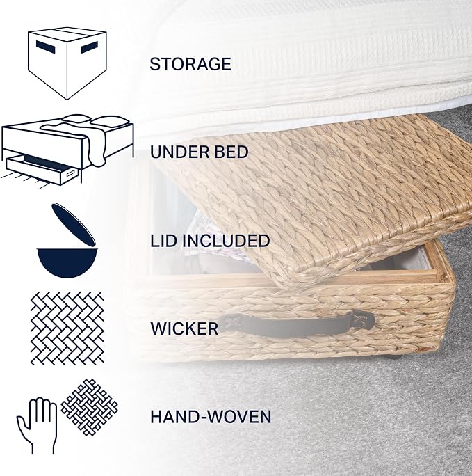 happimess BSK1006A 26.38" Chett Minimalist Hand-Woven Hyacinth/Wood Underbed - Image 3