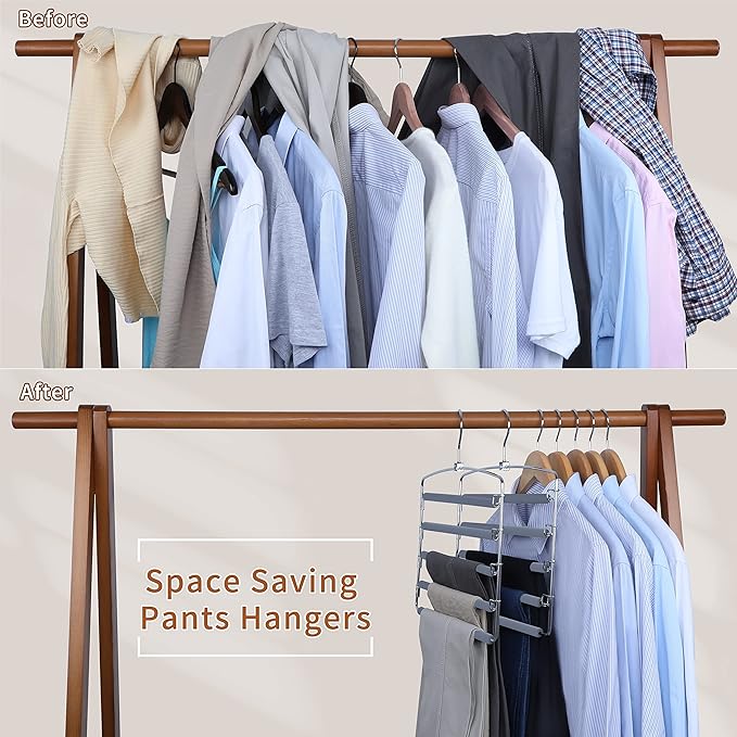 TOPIA HANGER Pants Hangers Space Saving, Non-Slip Foam Padded Organizer Hanger - Image 2